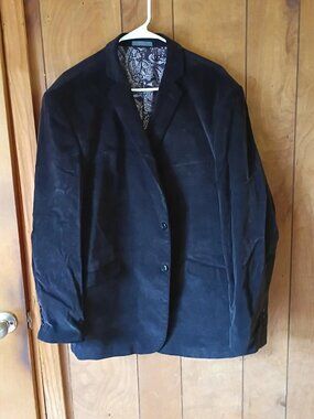 madison mens black corduroy blazer suit jacket size 48R